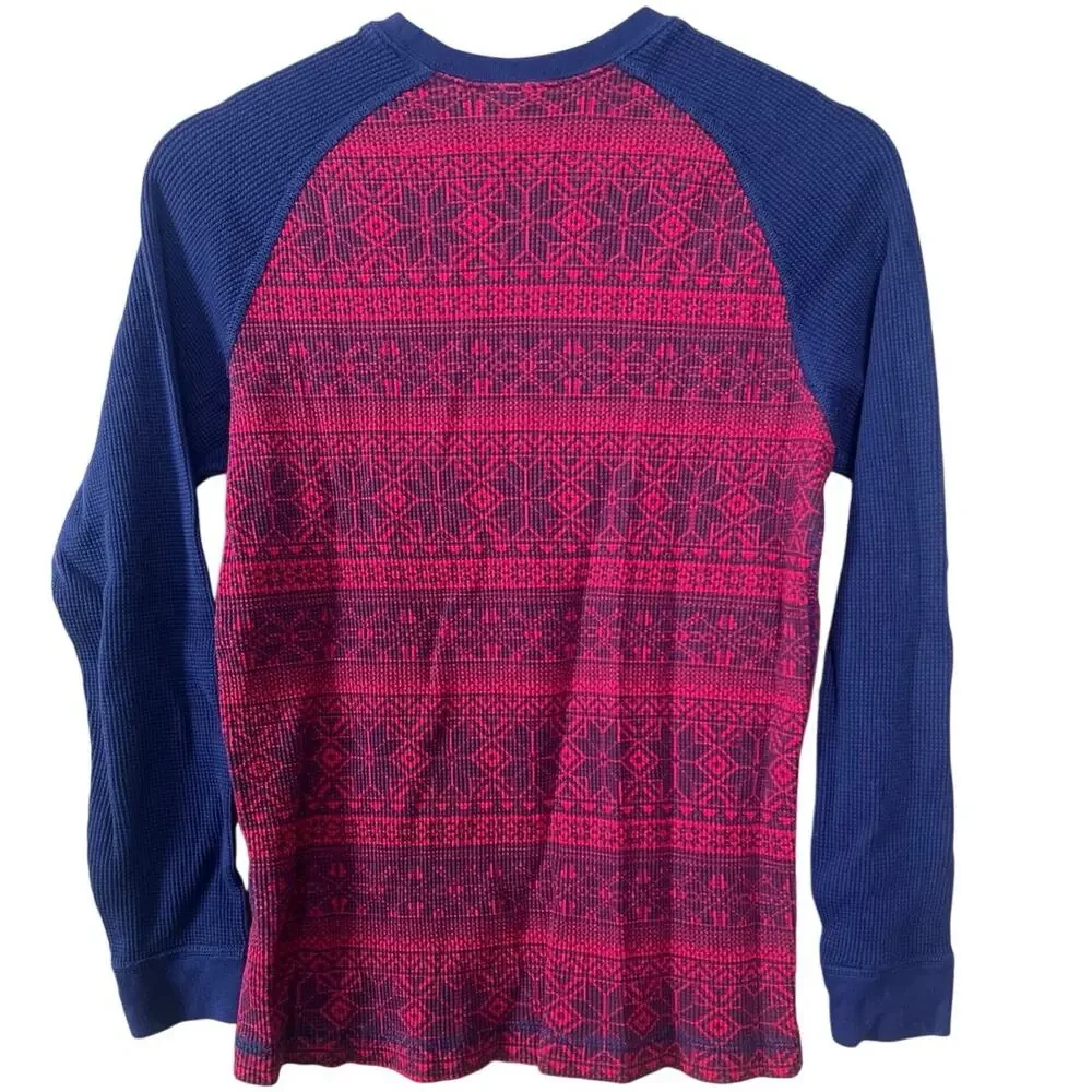 Hanna Anderson 150 Long Sleeve Red & Blue Winter Snow fllake Pattern Kids